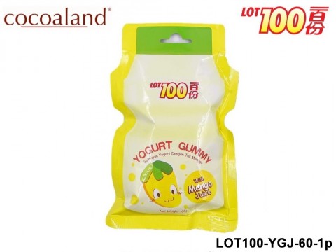 Cocoaland yogurt gummy - LOT100 Yogurt Gummy with Mango Juice 60 gram 1-Pack LOT100 Yougurt Gummy